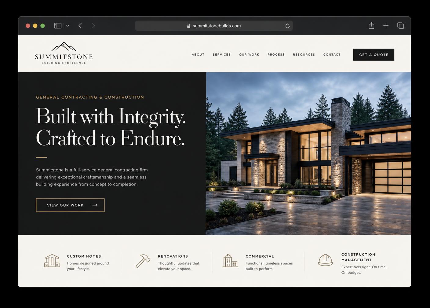 Summitstone Builders — General Contracting website concept