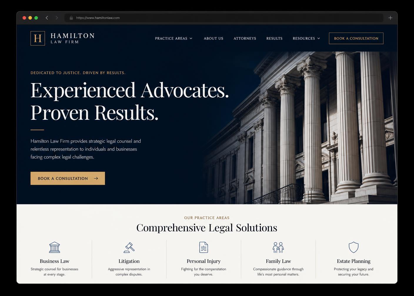 Hamilton Law Firm — Legal Services website concept