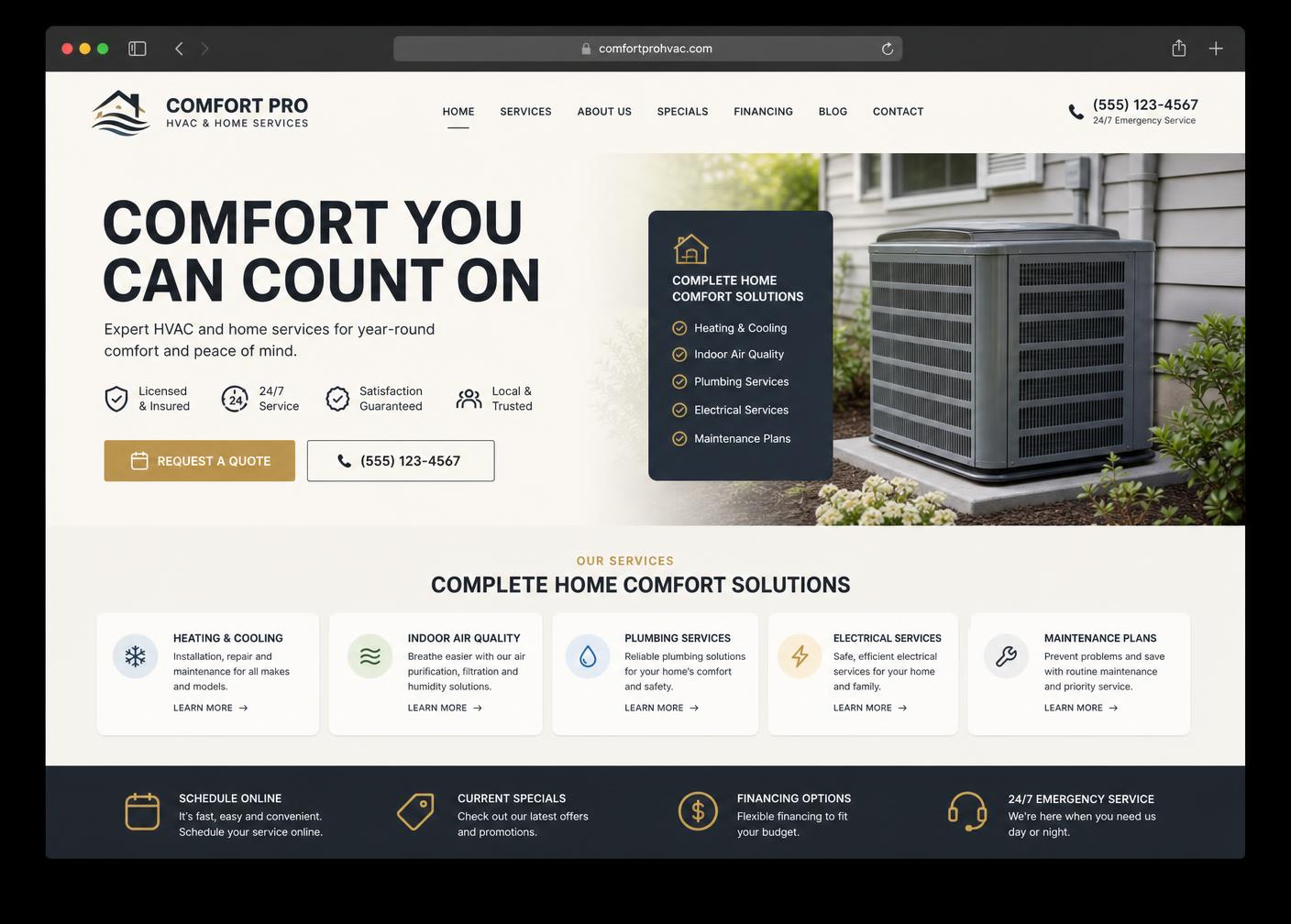 Comfort Pro Home Services — Home Services & HVAC website concept